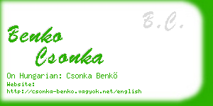benko csonka business card